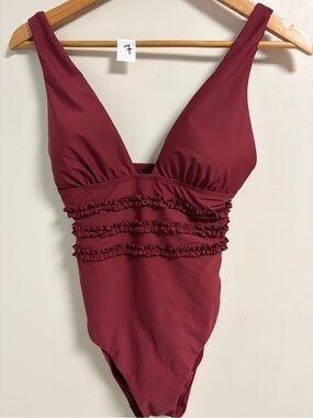 Mimi Flamingo Deep Wine One-Piece Swimsuit size medium